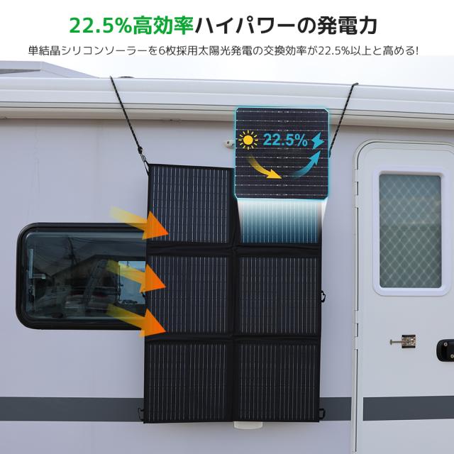 【日本企業による安心のサポート体制】 ソーラーパネル ポータブル電源用 120Ｗ 折りたたみ式ソーラーチャージャー  ソーラーコントローラ=