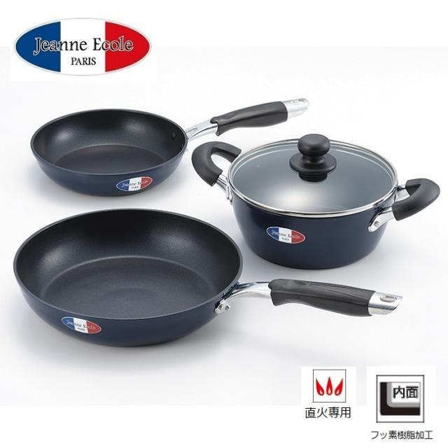 ３点セット「ジャンヌ・エコール」アルミ鍋3点セット　ガス火専用の通販は