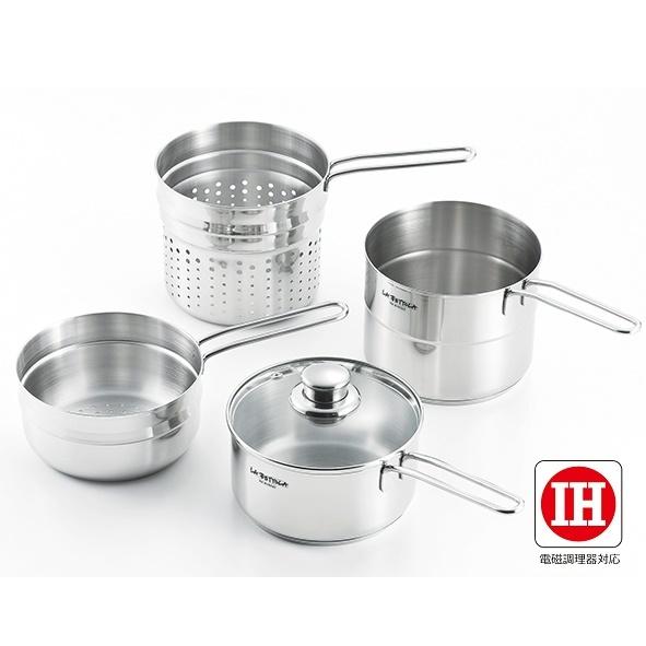 落合務シェフ　ラ・ベットラＩＨ200V対応コンビネーションパン１６ｃｍ　片手鍋　パスタ鍋の通販は 8,555円