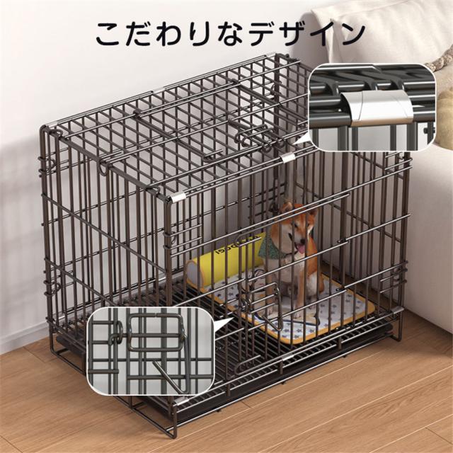 ペットケージ 犬 猫 ペットサークル 折りたたみ式 2つドア 引き出し トレー付 犬ケージ 屋根付 室内 小型 中型 大型 犬小屋_10