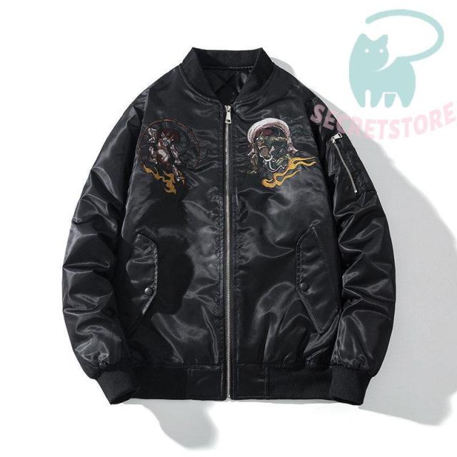 スカジャン メンズ 和柄パーカー 般若柄 和柄 刺繍 ミリタリー 男女