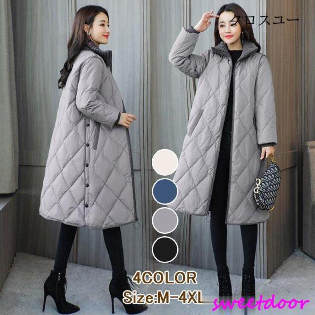 アウター 中綿コート ダウン風コート レディース コート ロング丈 秋冬 ダウン風 冬アウター ゆったり 暖かい 大きいサイズ 40代 50代60代の通販は 6,426円