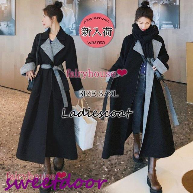 チェスターコート レディース 秋冬 40代 ロング丈ラシャコート ステンカラー 黒 トレンチスーツオーバー ゆったりアウター オシャレ通勤 大人 着痩せの通販は 7,553円