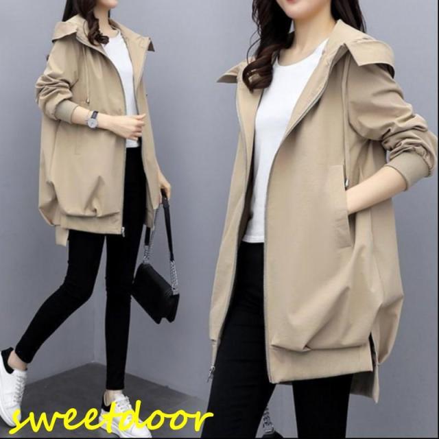 トレンチコート 裏地あり レディース スプリングコート 秋コート 秋服 マウンテンパーカー ゆったり パーカー ウインドブレーカー 春秋の通販は