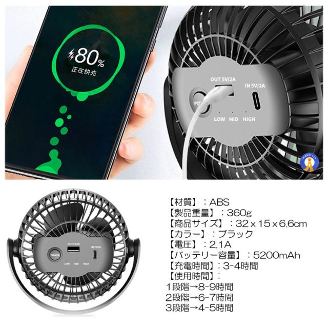 5個セット ベビーカー 扇風機 卓上扇風機 ハンディファン 携帯扇風機 5000mAh ミニ扇風機 USB扇風機 TAKOCOOLA s-kk2405-40a_9