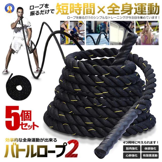 バトルロープ 2  トレーニング ロープ 筋トレ ロープカバー付属 極太 なわとび ジムロープ 35mm×9m POWERROPE