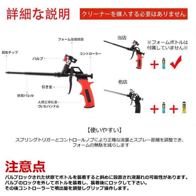 5個仕かける コーキングガン らくらく 泡立つ火器 質問用紙火器 洗浄剤不必要 最高限度 断熱 唐鋤ま埋め DIY 貯蓄ノズル 2本 泡立つウレタン 吹きつける火器 KOKING m-kh0916-53a