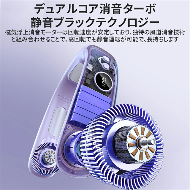 2025新型 首掛け扇風機 ネッククーラー 4000ｍAH 5段階風量調節 LED表示 扇風機 首かけ扇風機 冷却プレート付き ネックファン 軽量 冷感グッズ 携帯扇風機 羽根なし 送料無料_6