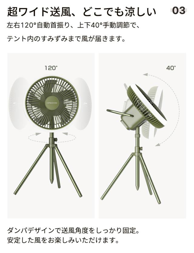 テレビで紹介】 hagoogi 扇風機 キャンプ扇風機 アウトドア 充電式