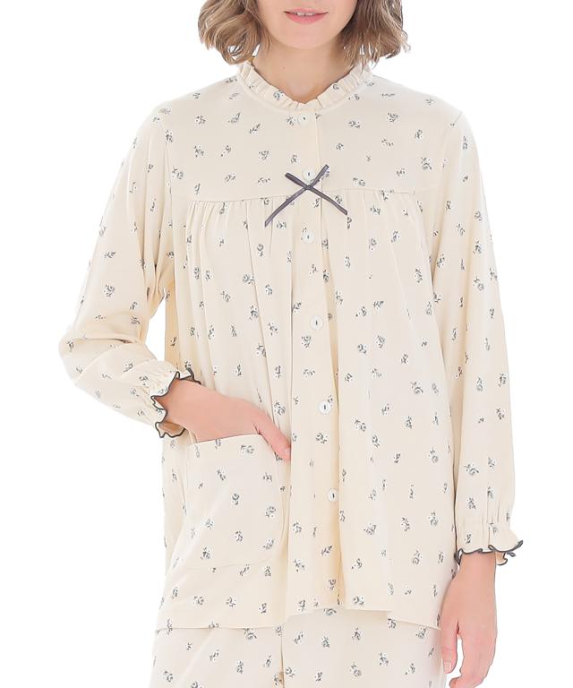 【Narue公式】送料無料　ナルエー　スムース小花フェミニンパジャマ 綿100％ 6,300円