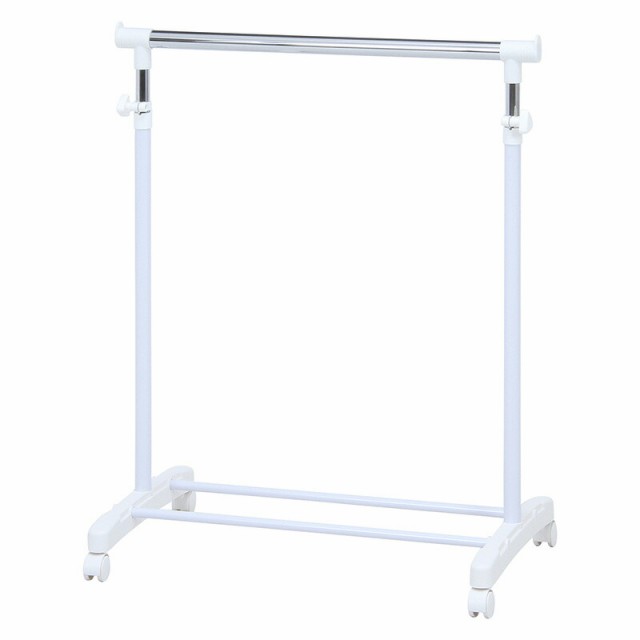【6個セット】パイプシングルハンガー 3644-A0-WH 14201 不二貿易 4953980142016 15541 幅750 奥行430 高さ895〜1470mm 衣類 コート ジャケット アウター ハンガー 衣紋掛け 頑丈 大容量 ハンガーラック シルバー ホワイト 白キャスター付きの通販は