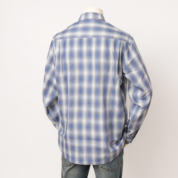 BIGMIKE ビッグマイク メンズ　長袖シャツ 102425012 OMBLE CHECK L/S SHIRTS オンブレチェック シャツ　ポリ65％ レーヨン35％ 混紡 サラサラ素材_5