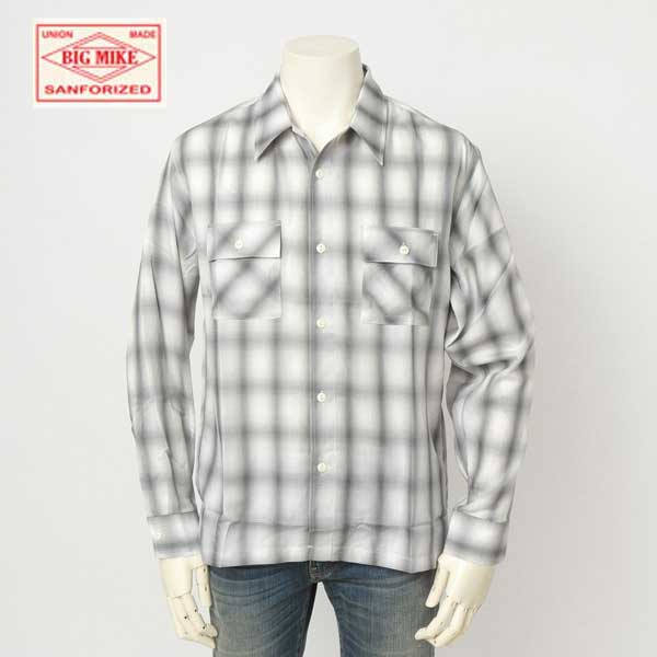 BIGMIKE ビッグマイク メンズ　長袖シャツ 102425012 OMBLE CHECK L/S SHIRTS オンブレチェック シャツ　ポリ65％ レーヨン35％ 混紡 サラサラ素材_3
