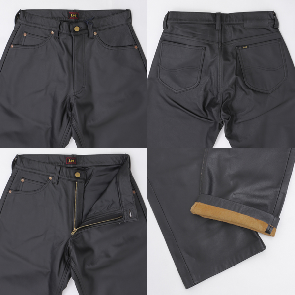 Lee Riders LEATHER STRAIGHT PANTS LM9904　レザー ライダース　ストレート　パンツ Black　牛革 　革　ブラック_9