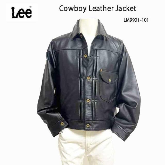 Lee Cowboy JAcket LM9901 カウボーイ ジャケット 101）Black 牛革 革ジャン ブルゾン レザー アウター 革 ブラック ワンポケット