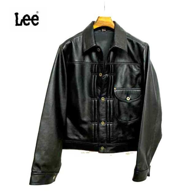 Lee Cowboy JAcket LM9901 カウボーイ ジャケット 101）Black 牛革 革ジャン ブルゾン レザー アウター 革 ブラック ワンポケット_1