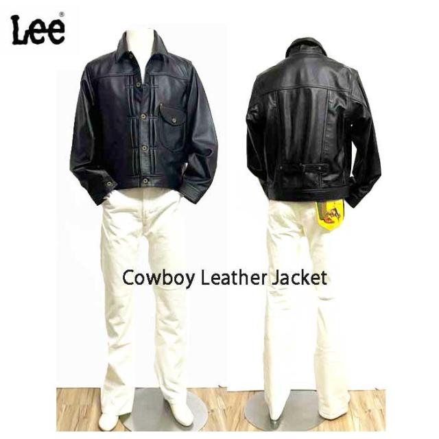 Lee Cowboy JAcket LM9901 カウボーイ ジャケット 101）Black 牛革 革ジャン ブルゾン レザー アウター 革 ブラック ワンポケット_2