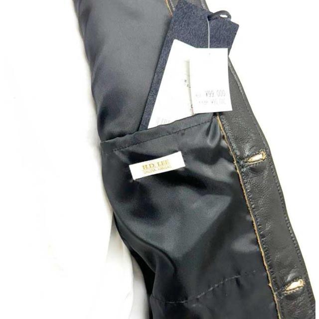 Lee Cowboy JAcket LM9901 カウボーイ ジャケット 101）Black 牛革 革ジャン ブルゾン レザー アウター 革 ブラック ワンポケット_5