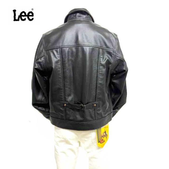 Lee Cowboy JAcket LM9901 カウボーイ ジャケット 101）Black 牛革 革ジャン ブルゾン レザー アウター 革 ブラック ワンポケット_6