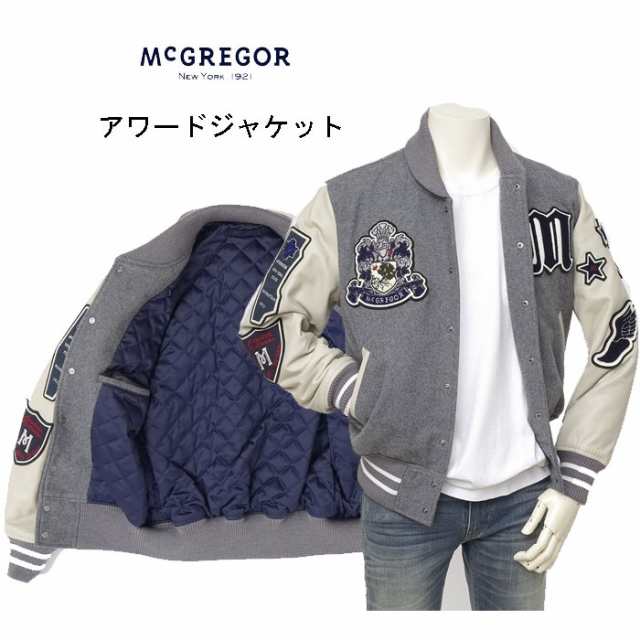 20%OFF McGREGOR マグレガー メンズ 111134601 袖革アワードジャケット アワードジャケット アメカジ レザー 24FW 袖革 スタジャン