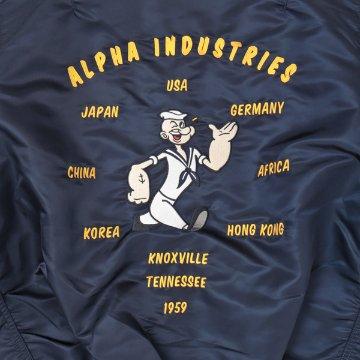 ALPHA アルファ POPEYE ポパイ アルファ MA1 TA0482 L-2B ジャケット ポパイ コラボ 中綿無し MA-1 USスペック ブルゾン ジャケット_9