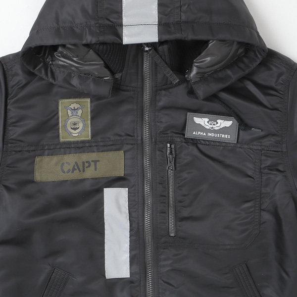 ALPHA INDUSTRIES アルファ ta1674 パッチドフーデッドリブジャケット 上衣 アウター ミリタリー上衣 中綿上衣