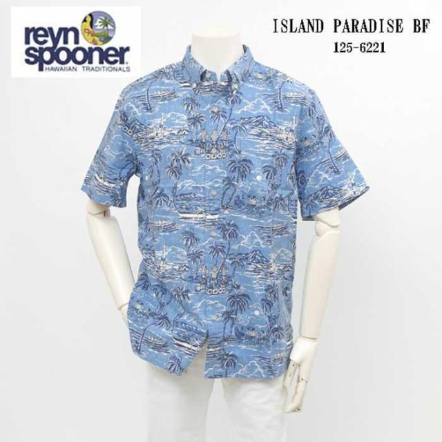 レインスプーナー REYN SPOONER 前開の半袖シャツ アロハシャツ 125-6221 アイランド パラダイズBF　レインスプーナークロス  PARADISE