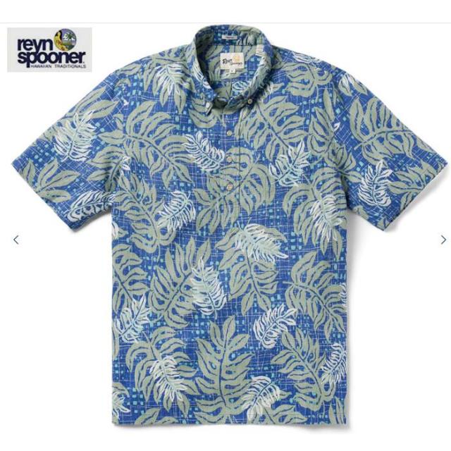 reynspooner レインスプーナー Monstera Modern 126-6414 0006)BLUE プルオーバー アロハ シャツ ハワイ 夏 半袖