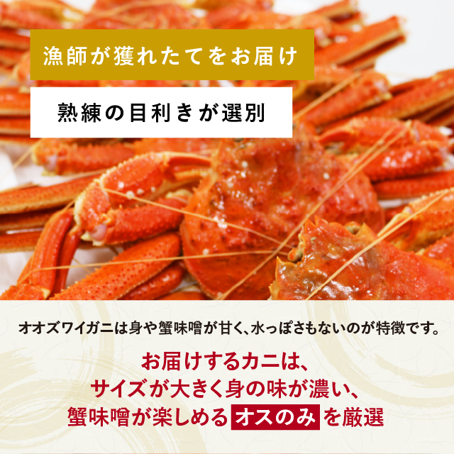北海道産 訳あり蒸しオオズワイガニ 約4kg 大サイズ （1杯あたり約300g〜） 送料無料の通販は