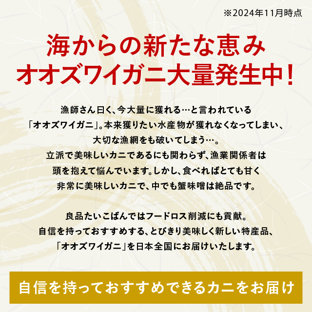 北海道産 訳あり蒸しオオズワイガニ 約4kg 大サイズ （1杯あたり約300g〜） 送料無料の通販は