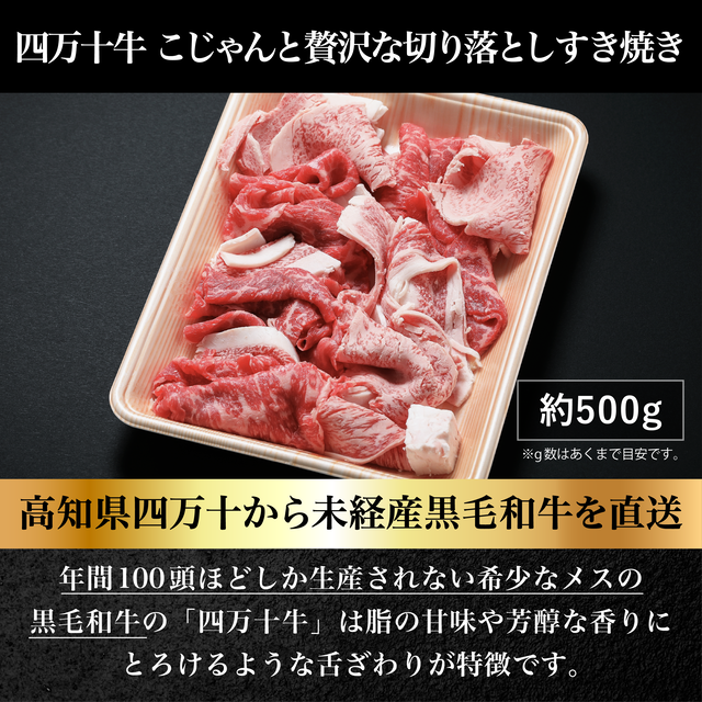 四万十牛 こじゃんと贅沢さな切り落とし鋤焼き500g【貨物輸送無料】高知  四万十 国産 牛 刃針牛  採草地直売 肉 牛 和牛 黒毛和牛 ご報奨金 贅沢さ リブロース 肩ロース ウデ 桃 鋤焼き 72b4