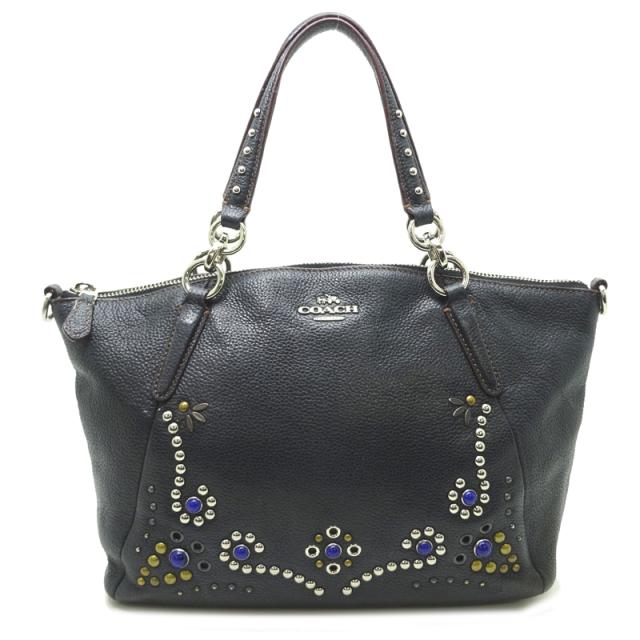［飯能本店］COACH コーチ スタッズド ボーダー エンベリッシュメント F59348 ハンドバッグ レザー ブラック レディース DH82523の通販は 6,800円