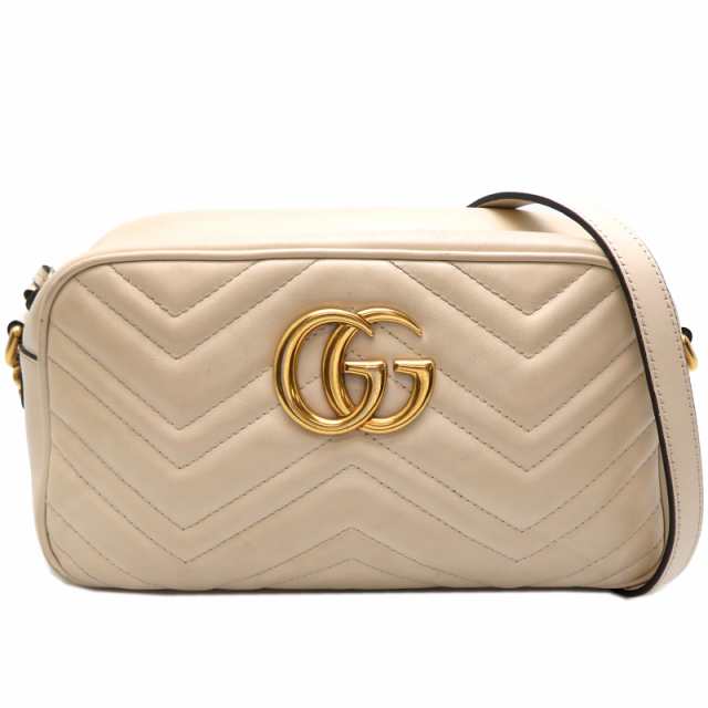 ［飯能本店］GUCCI グッチ GGマーモント チェーン ショルダーバッグ レザー アイボリー 447632 レディース DH83585