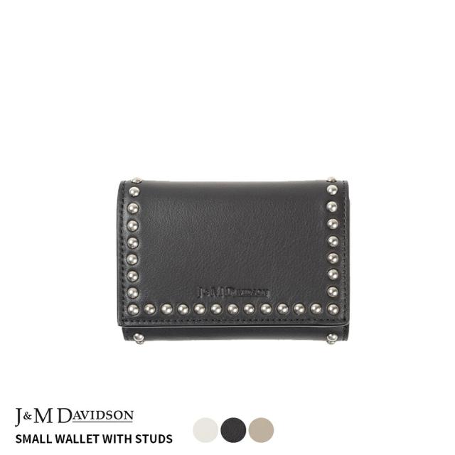 J&M DAVIDSON ジェイアンドエム デヴィッドソン  SMALL WALLET WITH STUDS  スモール ウォレット ウィズ スタッズ  SSMW-1XX-SCXX 三つ折り財布 ブラック ライトグレー  の通販は 53,900円
