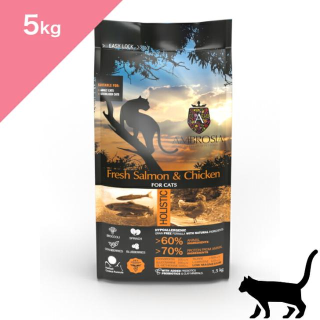 ◆LINE限定クーポンあり◆ 【猫用】 AMBROSIA アンブロシア クラシック キャット サーモン＆チキン 【5kg】  ウルトラプレミアムフード Ultra Premium Cat Food Salmon Chicken 正規品 14,960円