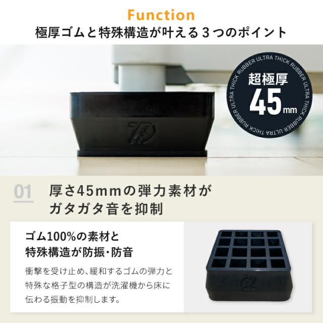 洗濯機かさ上げ台 防振・防音ゴムマット TFi-5505 ドラム式/縦型対応