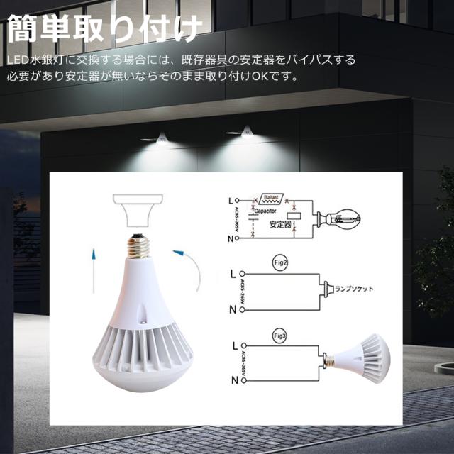 50個セット! LEDバラストレス水銀灯 E26 LEDビーム電球 消費電力35W 400W水銀灯相当 全光束7000lm LED電球 街路灯 看板灯 ちらつかない 高輝度タイプ LED高天井照明 密閉型器具対応 IP66防水防塵 ビーム角度140° LED スポットライト LED投光器 屋外用 倉庫 工場 広告 PAR38_10
