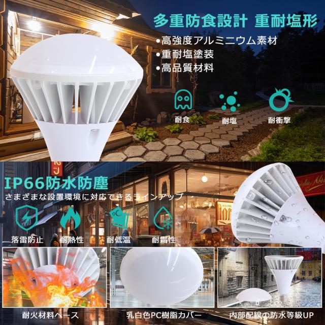 50個セット! LEDバラストレス水銀灯 E26 LEDビーム電球 消費電力35W 400W水銀灯相当 全光束7000lm LED電球 街路灯 看板灯 ちらつかない 高輝度タイプ LED高天井照明 密閉型器具対応 IP66防水防塵 ビーム角度140° LED スポットライト LED投光器 屋外用 倉庫 工場 広告 PAR38_3