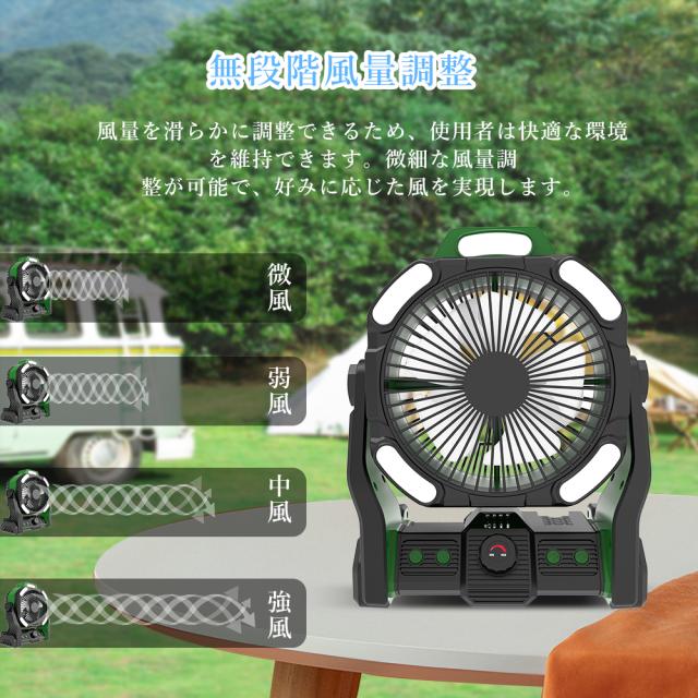 【3台セット】 アウトドア 扇風機 キャンプ 吊り下げ 強力 充電式 DCモーター 軽量 低騒音 強風 タイマー付き 風量調節 LEDライト 3段階調光調色 卓上 20000mAh 充電式 USB サーキュレーター 静音 空気循環 バッテリー 最大45時間使用 270°風向調節