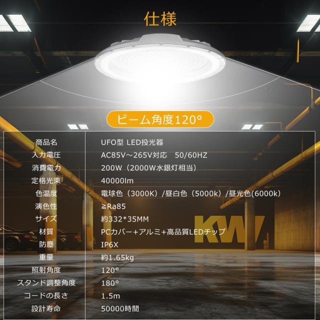 20台セット】 LED高天井照明 UFO型 LED投光器 200W 40000lm LEDライト