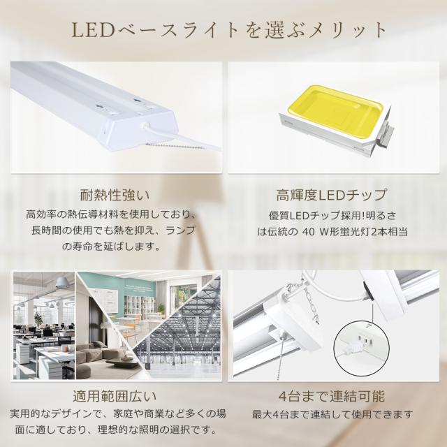 【8台セット】 LEDベースライト 40W 2灯 調光 調色 スマートライト 36W 4000LM LEDベースライト 40W型 2灯相当 リモコン付き キッチンベースライト シーリングライト LED蛍光灯 40W形 直管 キッチンライト 直管型 LED蛍光灯 オフィス 学校 ガレージ 会議室 工事不要_4