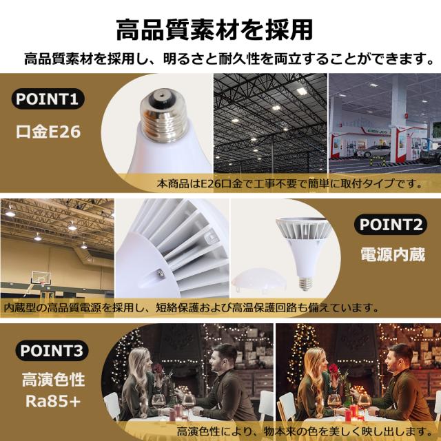 【8個セット】LEDバラストレス水銀灯 LED電球 口金E39 70W 700W形相当 電球色 白色 昼白色 昼光色 IP66 防水 防塵 防雨 防湿 LED ビーム電球 E39 LED電球 ビームランプ形 スポットライト 防雨 LED ビーム角140°【PAR56】 投光器/看板/店舗/撮影/スタジオ/駐車場/倉庫/工場_5
