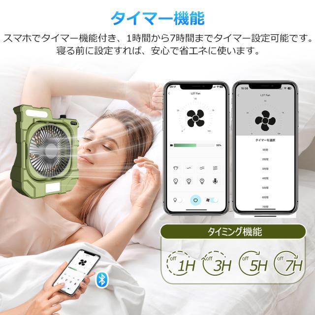 【5台セット】サーキュレーター 静音 首振り タイマー付き 扇風機 アウトドア 充電式 省エネ DCモーター 強力 ライト付き キャンプ ファン 三段階調光可能 持ち運び便利 速度調整 スマホ 卓上扇風機 USB コードレス 携帯扇風機 大容量バッテリー 多機能_5