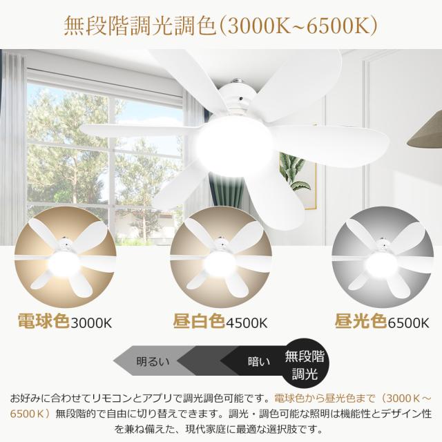 【4台セット】シーリングファンライト シーリングファン LED 6畳 8畳 調光調色 風量調節 リモコン シーリングライト ファン付き照明 照明器具 天井照明 サーキュレーター 2年保証 DCモーター 静音 E26 正逆回転切り替え 空気循環 スマホ操作 タイマー 常夜灯 WiFi対応