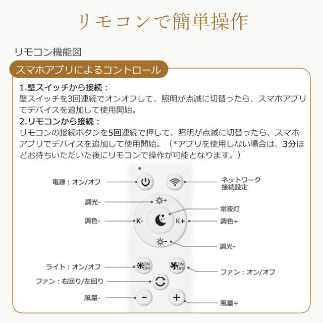 【4台セット】シーリングファンライト シーリングファン LED 6畳 8畳 調光調色 風量調節 リモコン シーリングライト ファン付き照明 照明器具 天井照明 サーキュレーター 2年保証 DCモーター 静音 E26 正逆回転切り替え 空気循環 スマホ操作 タイマー 常夜灯 WiFi対応