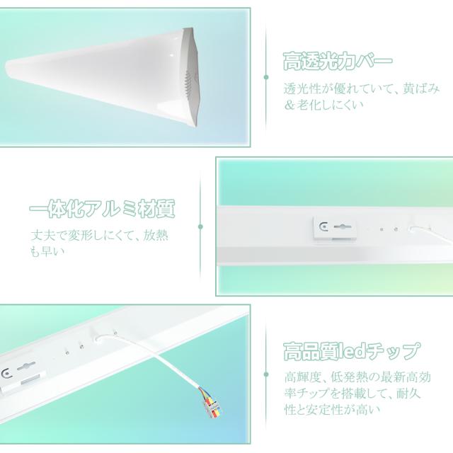 【6本セット】LED蛍光灯 40W形 120cm 消費電力50w 10000LM 高輝度 器具一体型 ledベースライト 逆富士型 4色 昼光色 昼白色 電球色 白色 セット 蛍光灯 40形 直管蛍光灯 蛍光灯照明器具 和室 天井照明 おしゃれ リビング 省エネ 照明 ライト 送料無料 1年保証 幅12cm_3