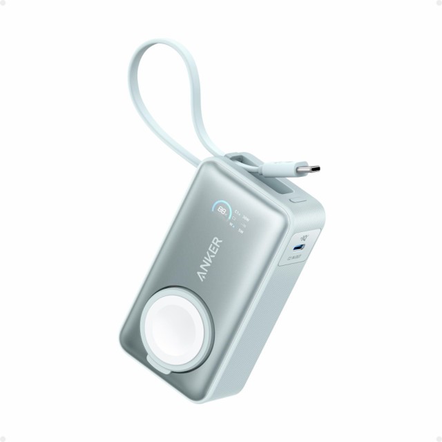 Anker MagGo Power Bank (10000mAh 35W For Apple Watch) (モバイルバッテリー 10000mAh 35W出力 大容量 LEDディスプレイ USB-Cケーブル内蔵 一体型 同時充電)【USB PD/Po