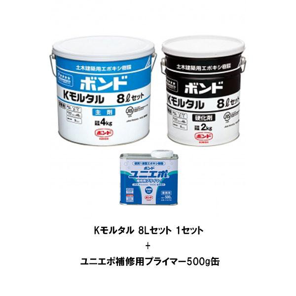 セット販売 コニシ ボンド Kモルタル 8Lセット (6kg) ユニエポ補修用プライマー500g缶 コンクリート充てん補修用 モルタル 2成分形 補修