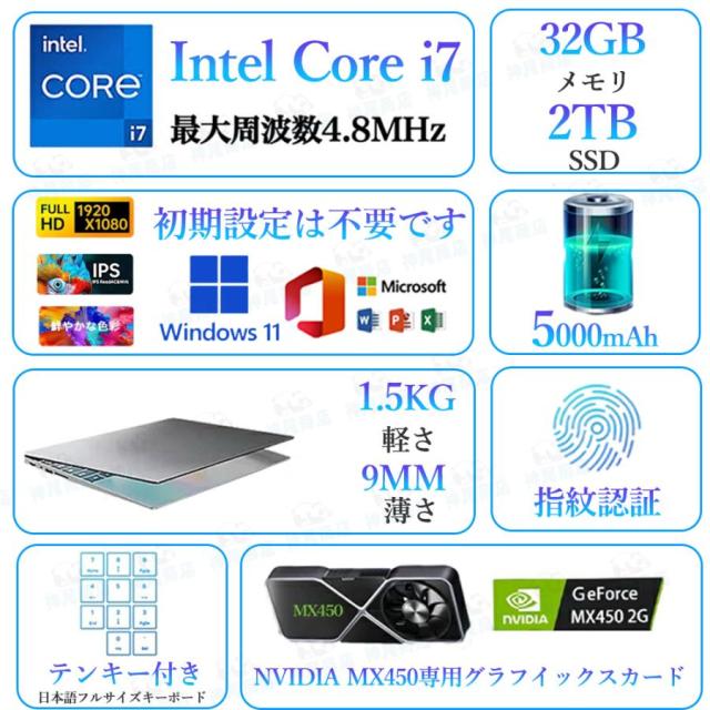 ノートパソコン 新品 パソコン windows11 office搭載 ノートpc 13世代