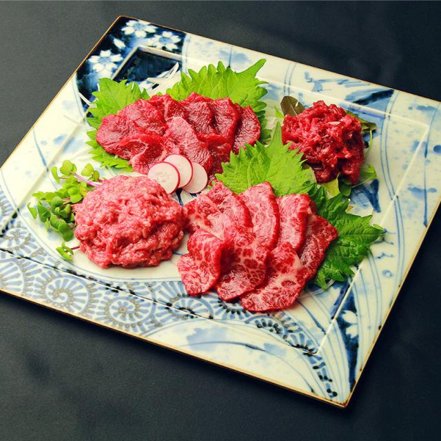 ふるさと納税 益城町 鮮馬刺しスライス4種バラエティーセット(益城町) ふるさと納税 御船町 鮮馬刺しスライス4種バラエティーセット(御船町